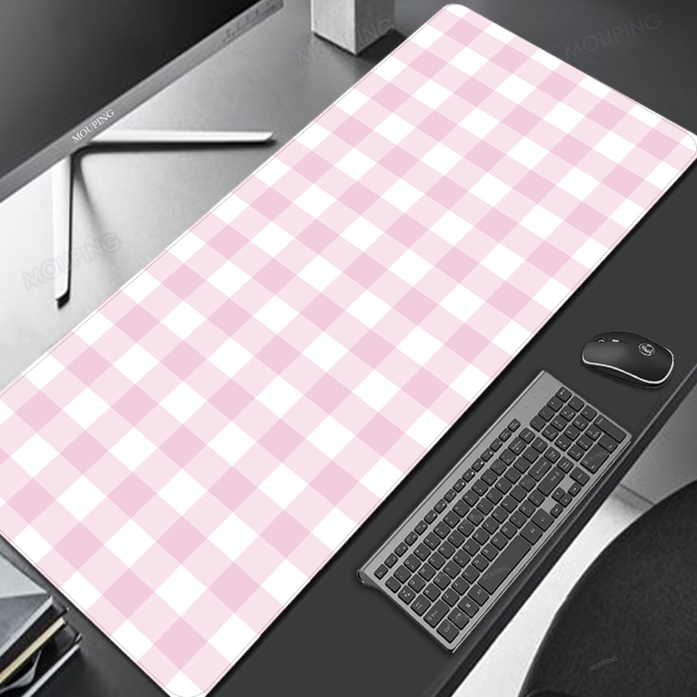 Gaming Keyboard Mouse Combo - 핑크 격자 마우스 패드 카와이 귀여운