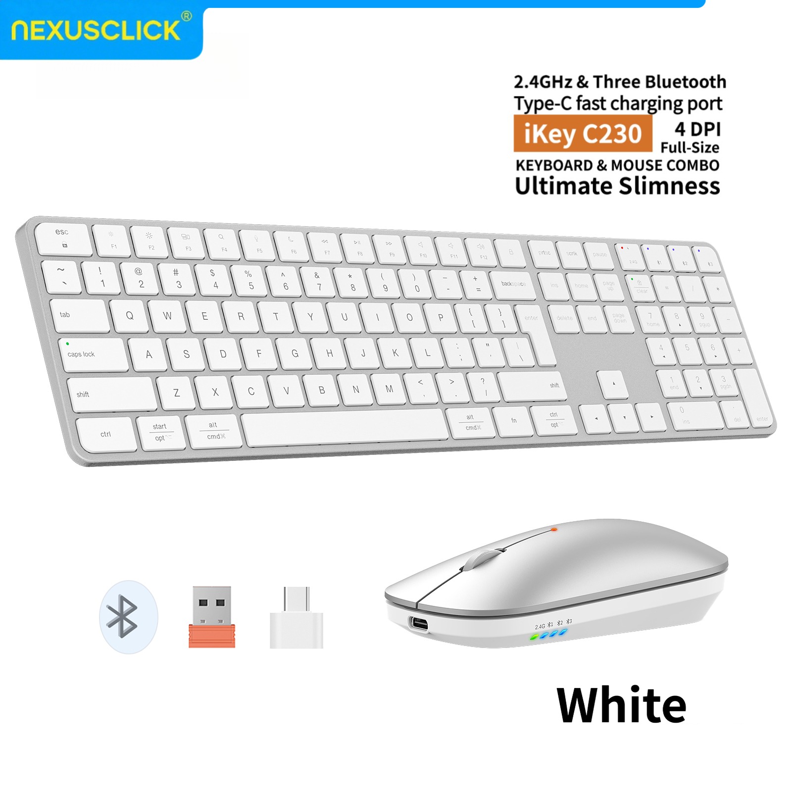 Gaming Keyboard Mouse Combo - NexusClick 충전식 무선 키보드 마우스 콤보,
