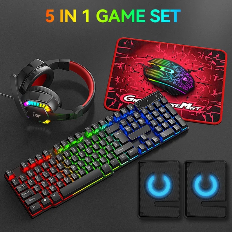 Gaming Keyboard Mouse Set - 5-in-1 게이밍 콤보 세트: 키보드, 4색