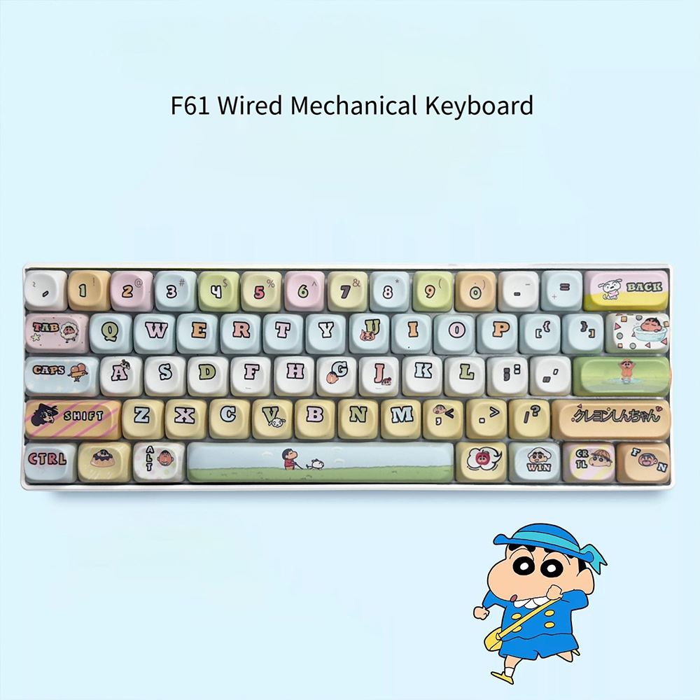 Keyboard Gaming Blue Switch - 크레용 신짱 61키 기계식 키보드 Rgb