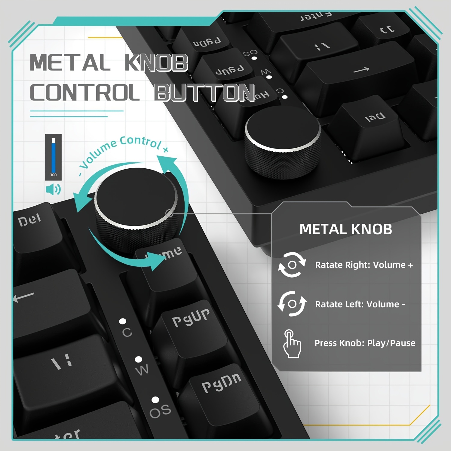 AJAZZ AK820 유선 회전식 볼륨 버튼 사무실 및 - Gaming Keyboard E Yooso 리뷰 및 가격