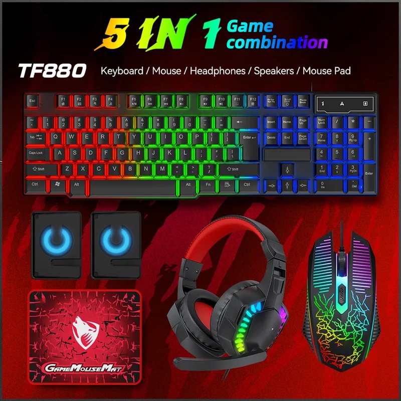 5-in-1 게이밍 콤보 세트: 키보드, 4색 브레싱  - Gaming Keyboard Mouse Set 리뷰 및 가격